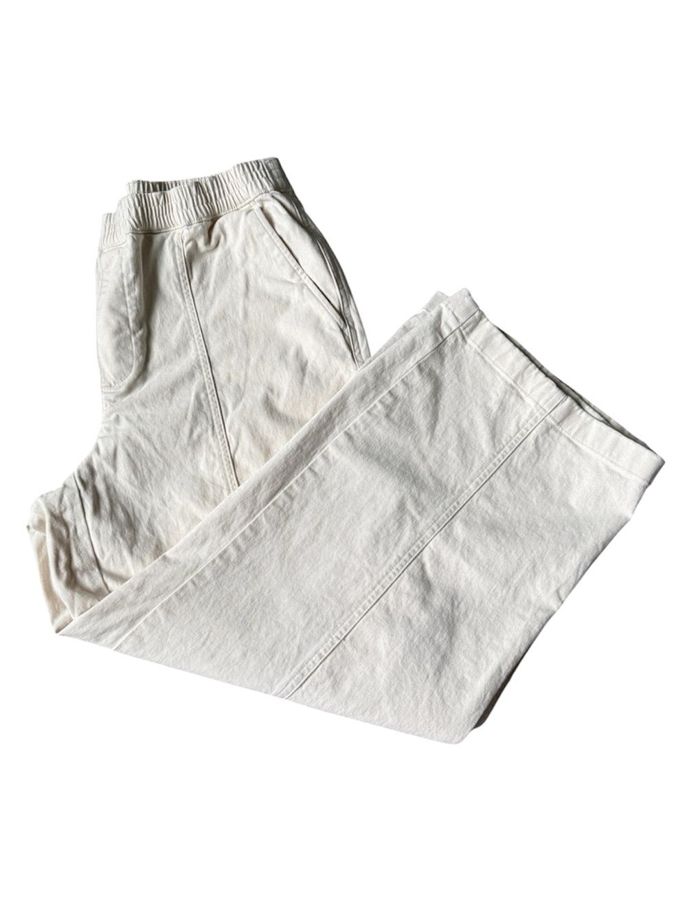 Lands’ End Wide Leg High-Waisted in Stone- Cotton/Spandex Blend